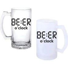 Ghostbastır Design Bira Saati Kulplu Bira Bardağı Buzlu Veya Şeffaf Seçenekli 037