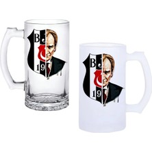 Ghostbastır Design Beşiktaş Atatürk Kulplu Bira Bardağı Buzlu Veya Şeffaf Seçenekli 0132