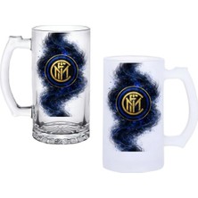 Ghostbastır Design Inter Milan Kulplu Bira Bardağı Buzlu Veya Şeffaf Seçenekli 0109