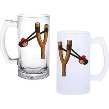 Ghostbastır Design Angry Birds Kulplu Bira Bardağı Buzlu Veya Şeffaf Seçenekli 013