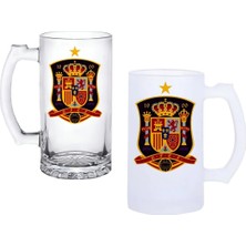 Ghostbastır Design Ispanya Milli Takımı Kulplu Bira Bardağı Buzlu Veya Şeffaf Seçenekli 0118