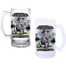 Ghostbastır Design Filozof Sözlü Kulplu Bira Bardağı Buzlu Veya Şeffaf Seçenekli 069