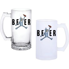 Ghostbastır Design Futurama Bender Kulplu Bira Bardağı Buzlu Veya Şeffaf Seçenekli 074