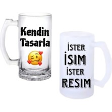 Ghostbastır Design Kişiye Özel Kulplu Bira Bardağı Buzlu Veya Şeffaf Seçenekli 0140