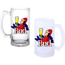 Ghostbastır Design Bud Kulplu Bira Bardağı Buzlu Veya Şeffaf Seçenekli 045