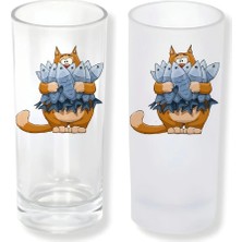 Ghostbastır Design Kedili Buzlu / Buzsuz Seçenekli Rakı Bardağı – 1 Adet Şık Sunum Bardağı 096