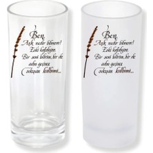 Ghostbastır Design Aşk Sözlü Buzlu / Buzsuz Seçenekli Rakı Bardağı – 1 Adet Şık Sunum Bardağı 062