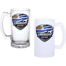 Ghostbastır Design Uruguay Dünya Kupası Kulplu Bira Bardağı Buzlu Veya Şeffaf Seçenekli 0242