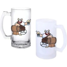 Ghostbastır Design Vikingler Kulplu Bira Bardağı Buzlu Veya Şeffaf Seçenekli 0245
