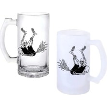 Ghostbastır Design Komik Iskelet Kulplu Bira Bardağı Buzlu Veya Şeffaf Seçenekli 0144