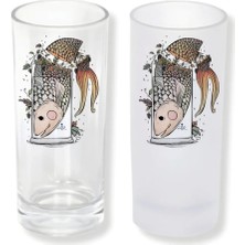Ghostbastır Design Balıklı Buzlu / Buzsuz Seçenekli Rakı Bardağı – 1 Adet Şık Sunum Bardağı 059