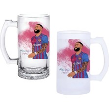 Ghostbastır Design Memphis Depay Kulplu Bira Bardağı Buzlu Veya Şeffaf Seçenekli 0156