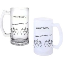 Ghostbastır Design Hunili Deli Kulplu Bira Bardağı Buzlu Veya Şeffaf Seçenekli 0103
