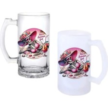 Ghostbastır Design Iskelet Kadın Kulplu Bira Bardağı Buzlu Veya Şeffaf Seçenekli 0114