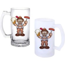 Ghostbastır Design Sosis Kulplu Bira Bardağı Buzlu Veya Şeffaf Seçenekli 0216