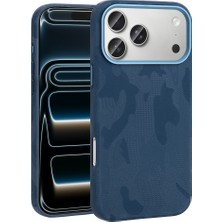 Ecruz iPhone 17 Pro Max Kılıf M-Safe Şarj Özellikli Kamuflaj Tasarımlı Ecrz Sera Sert Pc Kapak - Lacivert
