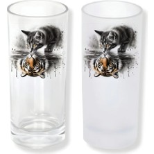 Ghostbastır Design Kendini Kaplan Sanan Kedi Buzlu / Buzsuz Seçenekli Rakı Bardağı – 1 Adet Şık Sunum Bardağı 097