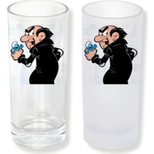 Ghostbastır Design Şirinler Buzlu / Buzsuz Seçenekli Rakı Bardağı – 1 Adet Şık Sunum Bardağı 0119