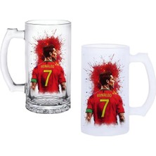 Ghostbastır Design Cristiano Ronaldo Kulplu Bira Bardağı Buzlu Veya Şeffaf Seçenekli 048