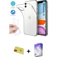 Marsilyan™- iPhone 11 Kılıf Zirve Doku - Siyah Bilvis 5in1 3D Magic Cam Ekran Koruyucu + Rainbow Kamera Lens Koruma Cam - Kı