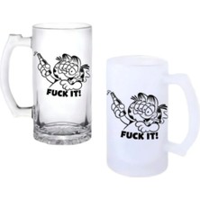Ghostbastır Design Garfield Kulplu Bira Bardağı Buzlu Veya Şeffaf Seçenekli 076