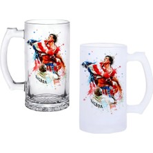 Ghostbastır Design Rocky Balboa Kulplu Bira Bardağı Buzlu Veya Şeffaf Seçenekli 0189