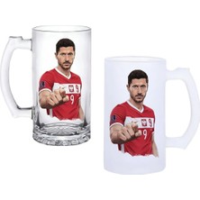 Ghostbastır Design Robert Lewandowski Kulplu Bira Bardağı Buzlu Veya Şeffaf Seçenekli 0188