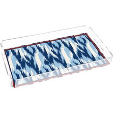 Rosivella Ikat Blue 40X20 Pleksi Tepsi