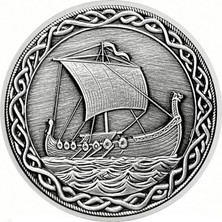 Solfera Viking Gemisi Iskandinav Hayat Ağacı Ygg Drasil Metal Koleksiyon Parası Coin CP095