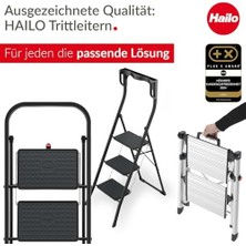 Crazy Shops K70 Standardline Alüminyum Katlanır Merdiven, 3 Büyük Çelik Basamaklı, Kaymaz Matlı, 150 Kg'a Kadar Taşıma Kapasitesi, Katlanır Emniyetli Merdiven, Özellikle Hafif ve Kolay Saklanabilir, Gümüş