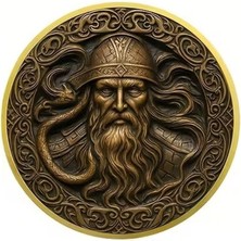 Solfera Odin ve Ygg Drasil Hayat Ağacı Viking Nordik Coin Koleksiyon Metal Şans Para CP098
