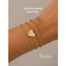Üçlü Bileklik Set Kalp Figür Zarif Kalpli Bileklik Gold Kaplama