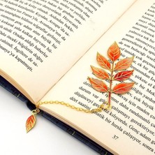 Solfera Dişbudak Sonbahar Ağaç Yaprakları Bookmark Metal Ayraç Kitap Ayracı Zincirli AY113