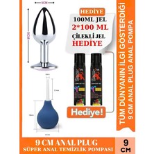 Aşkın Deposu Deromeya Health- Türkiye -92-Mükemmel Çelik 9 cm Elmas Taşlı + Anal Plug 9 cm + Anal Temizlik Pompası Süper Set Süper Kaydırıcı Jel+ 2*100 ml Jel Avantajlı Paket