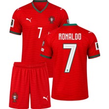 Denapcal Ronaldo Portekiz 2026 Dünya Kupası 3'lü Çocuk Futbol Forma Seti(Forma,şortve Çorap)