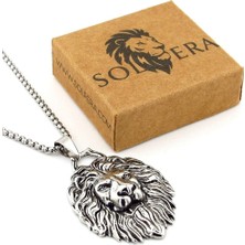 Solfera Aslan Lion Kral  Paslanmaz Çelik Zincirli Metal Erkek Kolye Q1003