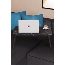 Crazy Shops -Renkli Laptop Sehpası Katlanabilir Yatak Koltuk Üstü Kahvaltı Bilgisayar Sehpası (Siyah Mermer)
