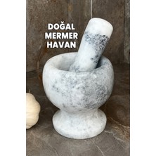 Destpak Gerçek Mermer Havan - Ekstra Kaliteli Ağır Havan - Sarımsak Baharat Ezici - Dövecek - Döveceği - Tokmak