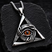 Voyage Accessory Paslanmaz Çelik Gotik Tasarım Triangle  Göz Üçgen Kolye