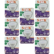(8 adet) Şavk 12VOLT Ac/dc 4,5W (22W) Beyaz Işık (6500K) GU5.3 DUYLU (Iğne Bacak) LED Çanak Ampul
