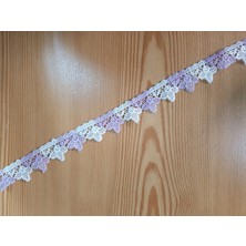 Dantelim Renkli Beyaz Çilek Güpür Dantel - 9 Mt.