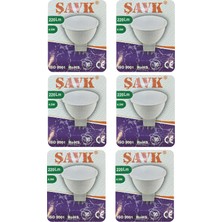 (6 adet) Şavk 12VOLT Ac/dc 4,5W (22W) Beyaz Işık (6500K) GU5.3 DUYLU (Iğne Bacak) LED Çanak Ampul