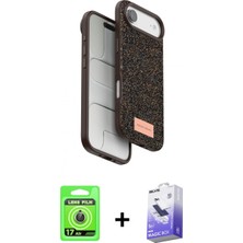 Marsilyan™- iPhone 17 Air Kılıf Vadi Klasik Serisi - Siyah Bilvis 5in1 5d Magic Hayalet Cam Ekran Koruyucu + Raze Metal Kamera Lens - Gd