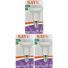 (3 adet) Şavk 6W (37W) Sarı Işık (3000K) E14 DUYLU (Ince Duy) LED R50 AMPUL