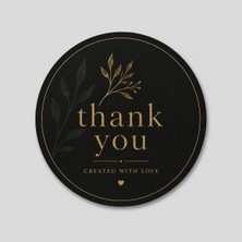 Papelia Minimal Siyah Gold Thank You Yuvarlak Etiket – Şık Paketleme ve Teşekkür Stickerı 4x4 cm