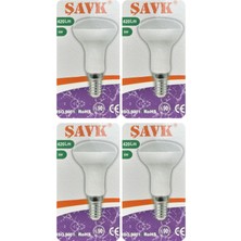 (4 adet) Şavk 6W (37W) Sarı Işık (3000K) E14 DUYLU (Ince Duy) LED R50 AMPUL