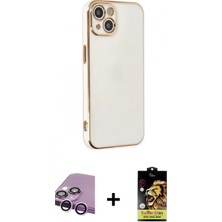 Marsilyan™- iPhone 14 Kılıf Yankı Serisi - Siyah Buffer Cam Ekran Koruyucu + Raze Metal Kamera Lens - Mr