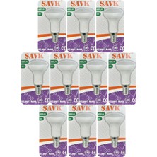 (10 adet) Şavk 6W (37W) Sarı Işık (3000K) E14 DUYLU (Ince Duy) LED R50 AMPUL