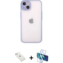Pileli Store Pilelistore™ iPhone 14 Kılıf Ahenk Çizgi Serisi - Siyah 3D Antistatik Cam Ekran Koruyucu + Diamond Kamera Lens - Pe