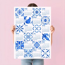 Bi'aldım 2027 Azulejo Duvar Takvimi – Portekiz Mavi Karo Sanatı | Suluboya Akdeniz Desenleri